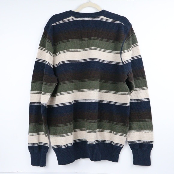 Eddie Bauer Sport Shop Men's XLT TALL Striped Waffle Knit Cotton Sweater Y2K - Picture 5 of 7